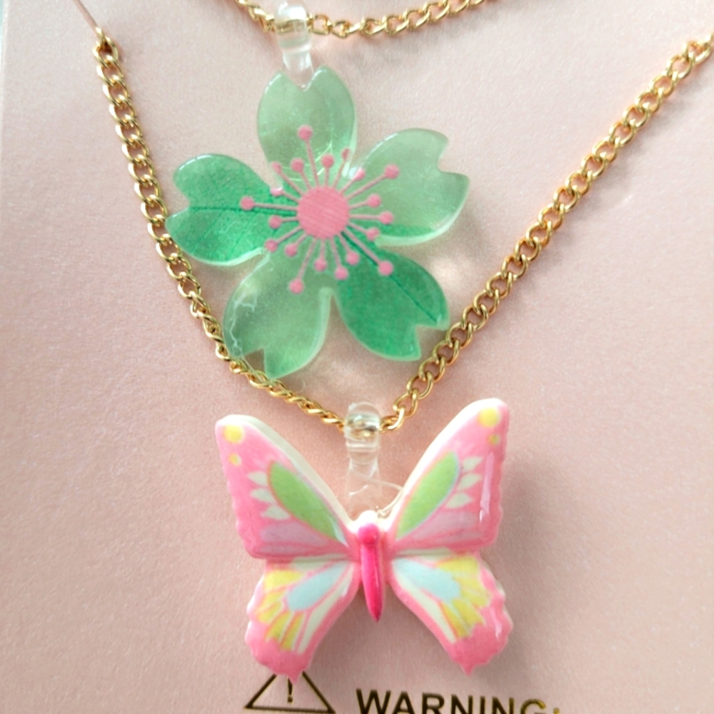 Kids Flower Butterfly Necklace set